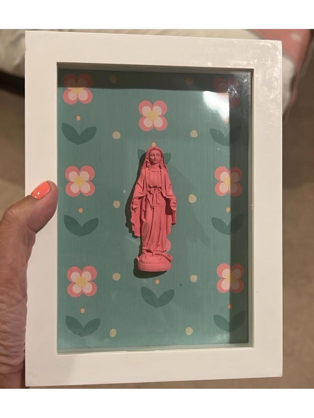 Catholic Our Lady of Grace Statue, Virgin Mary shadow box